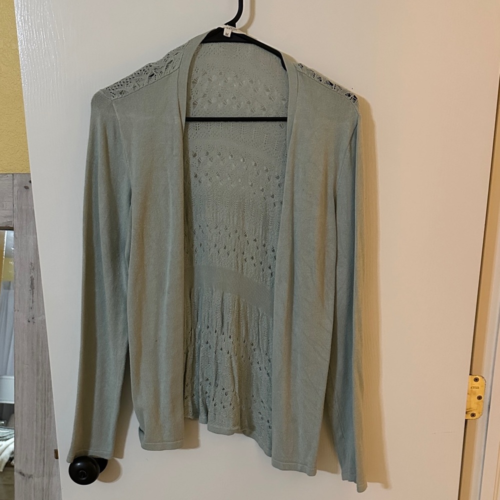 Maurices Light Green Open-Front Cardigan